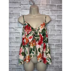 BOG Collective Boho Floral Tie-Front Babydoll Cami Top | Cottagecore Summer XS